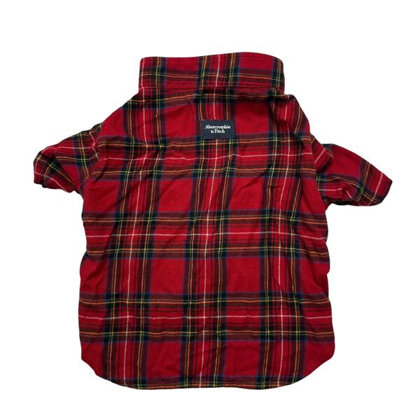 ABERCROMBIE & FITCH Plaid Flannel Dog Shirt Size Medium Soft AF Red Holiday - Picture 1 of 4